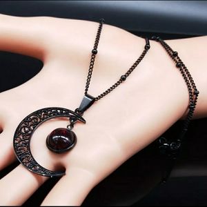 Black Crescent Moon Necklace